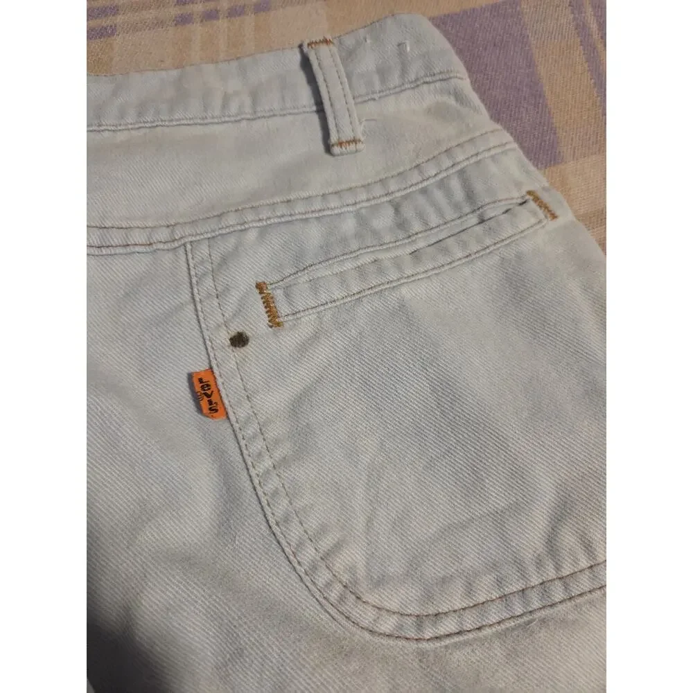 VTG 70s Orange Tab Levis Bell Bottoms Denim Blue Jeans 28 X 33 Light USA Flare